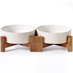 Getstar elevated ceramic duo bowls for stable pet dining and easier reach.