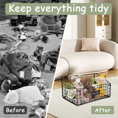Geyecete dog toy storage shows durable, chew-friendly wire design.