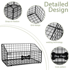 Geyecete large dog toy box side view highlights sturdy wire construction.