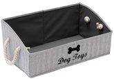 Geyecete large dog toys storage bin with foldable trapezoid shape and rope handles.