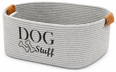 Geyecete square dog toy basket showing durable woven design for clutter-free play spaces