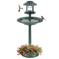 Giantex birdbath solar lamp illuminates your garden at night for birds