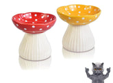 Giciubui mushroom cat bowl red side view promotes comfortable dining for cats