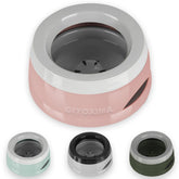 GIYOXIMA 25oz dog water bowl with no-spill disk prevents mess during meals and travel.