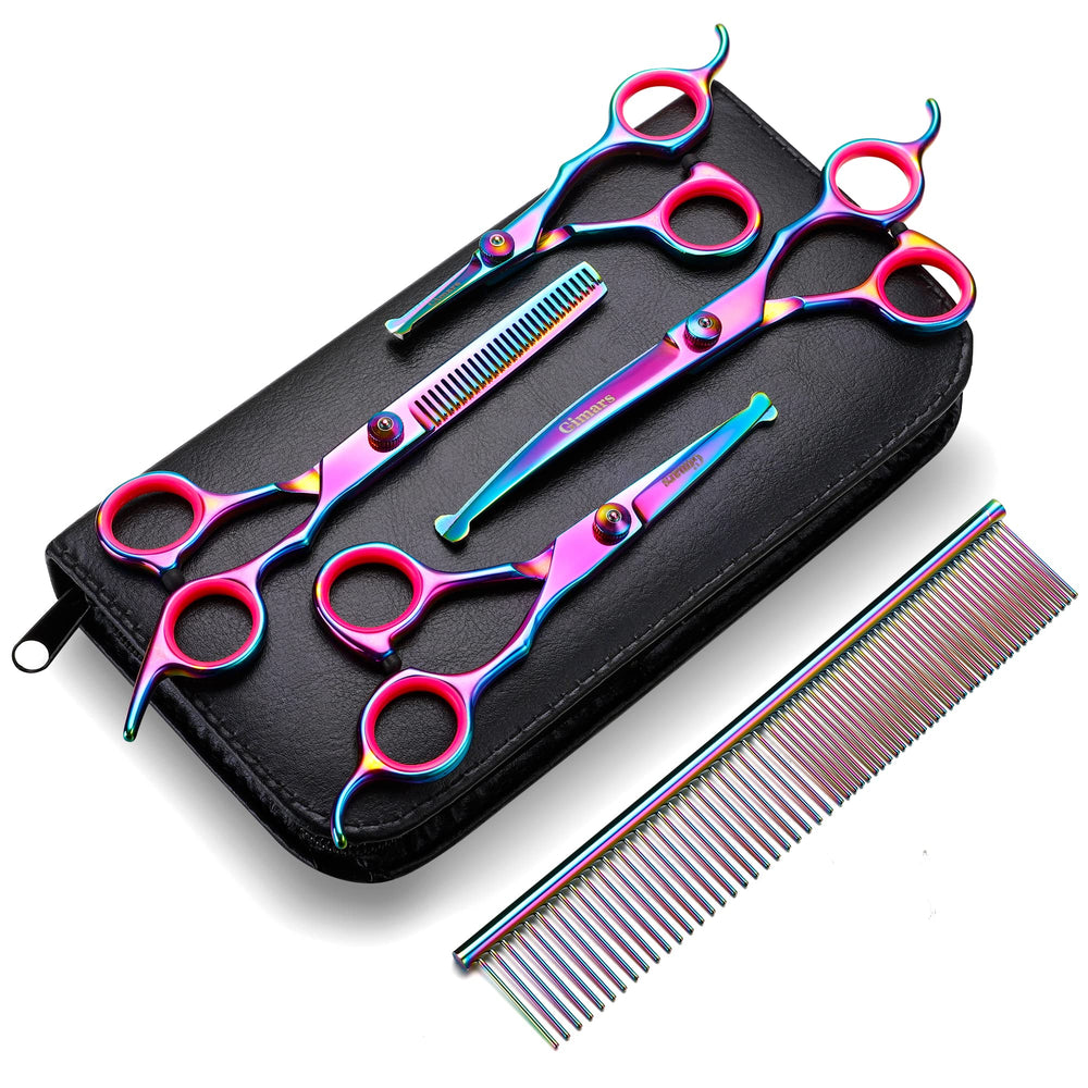 Gimars 4CR straight-blade grooming scissors for precise, snag-free trimming