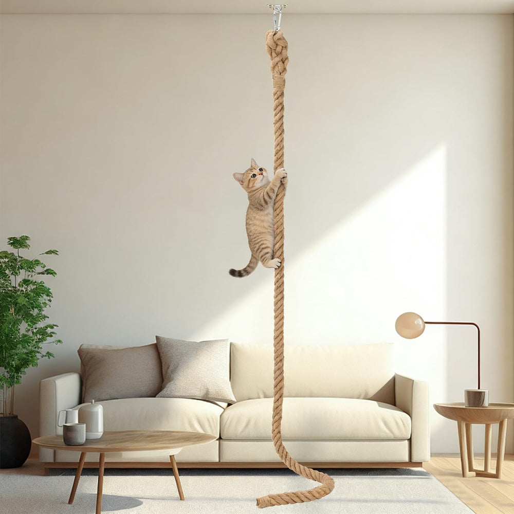 GINDOOR cat climbing rope on wall mount offers space-saving vertical play for cats