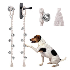 GINIDEAR dog bells with twisted beige rope, front view for easy potty training.