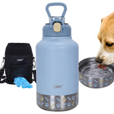 GiNT 37oz insulated bottle in blue with travel case for on-the-go hydration.