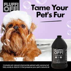 Girl With The Dogs Fluff Off bottle applicationâdeep conditioning for healthier coats.
