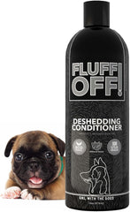 Girl With The Dogs Fluff Off bottle pour shows quick deshedding potential.