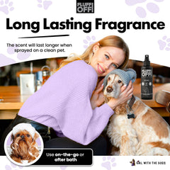 Fluff Off spray mist for on-the-go freshening of pets.