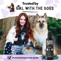 Fluff Off spray-dispense action showing quick pet refresh.