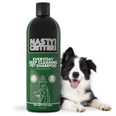 Girl With The Dogs NASTY CRITTER bottle demonstrates professional-grade cleansing for a refreshed coat.
