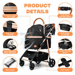 Gisaryc dog-cat stroller detachable carrier ready for vet visits