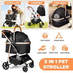 Gisaryc dog-cat stroller folded compact for easy car trunk storage