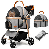 Gisaryc dog-cat stroller front view in grey for smooth on-the-go walking