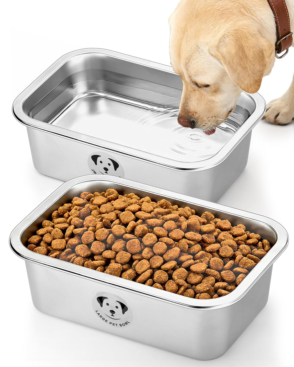 GIXSEGIE large dog bowls inside view highlighting their generous capacity.