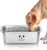 GIXSEGIE stainless steel dog bowl top view highlights 4.2 gallon capacity for large dogs