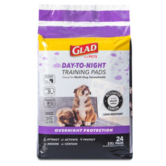 Glad Day to Night pads with activated carbon odor control for indoor training.