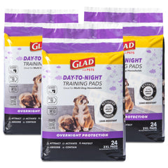 Glad Day to Night activated carbon puppy pad pack shot showing odor control benefits
