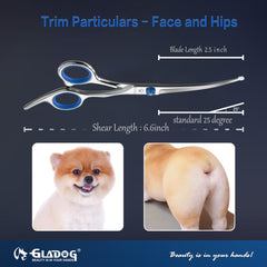 GLADOG straight grooming scissor (6.5 in) for clean, even cuts.