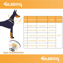 GLADOG adjustable dog cone sizes provide a precise fit.