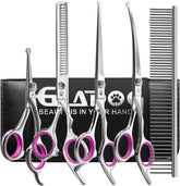 GLADOG grooming scissors kit in pink with rounded tips for safe trims