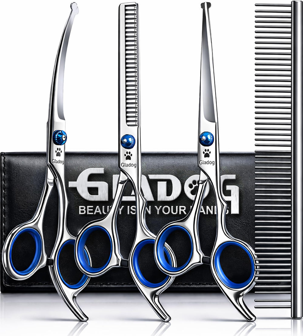 GLADOG professional 5-in-1 scissors set for precise trims on all coat types