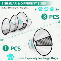 GLADOG Soft Cone Collar three-size set helps fit multiple pets