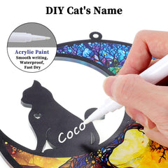 GLIDESMOOTH angel cat suncatcher on moon scene evokes eternal love in the home
