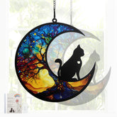 GLIDESMOOTH cat memorial suncatcher with life-tree design glows in sunlight for window remembrance