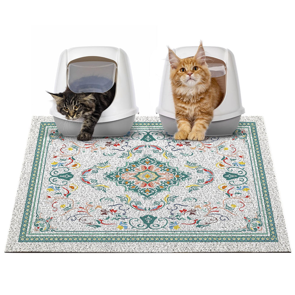 Glittme cat litter mat 33x22 inches covers under the box to keep floors clean.