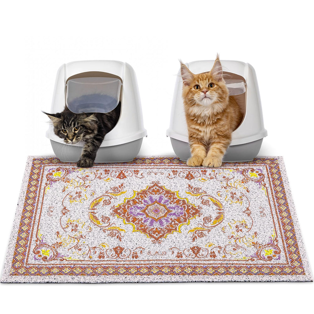 Glittme cat litter mat with non-slip bottom under the litter box for floor protection