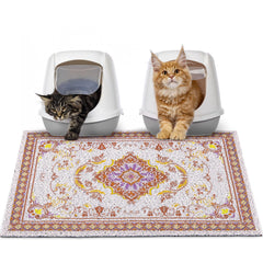 Glittme cat litter mat with non-slip bottom under the litter box for floor protection