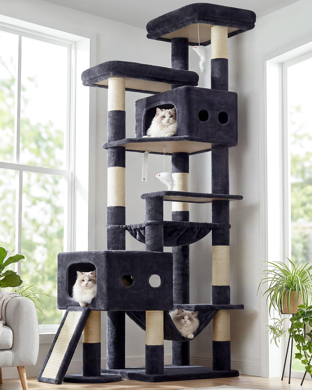 Globlazer 83-inch cat tower overview for high vantage observation.