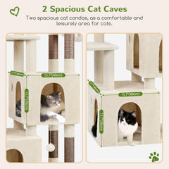 Globlazer cat tower with two spacious condos provides quiet retreats for naps.