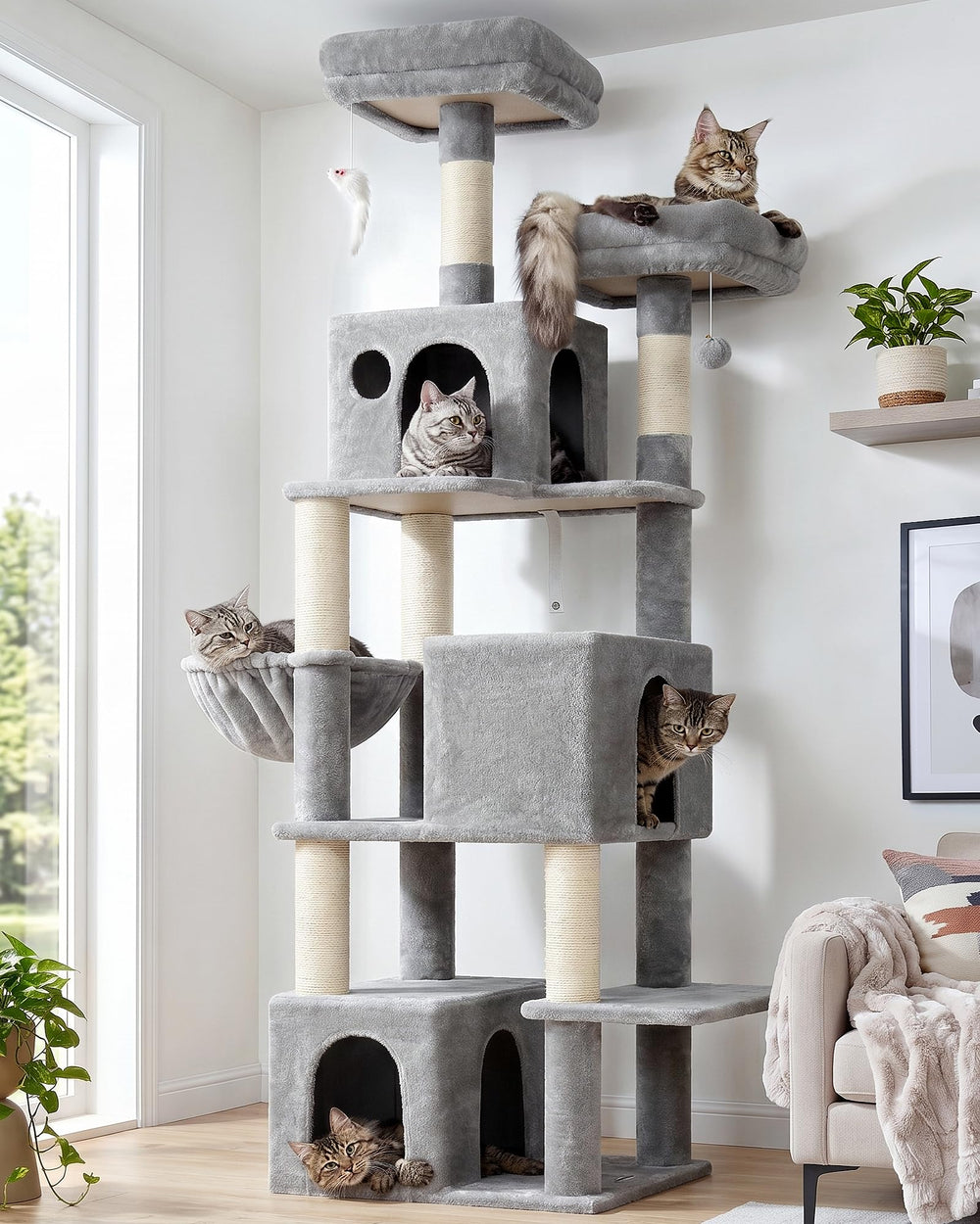 Globlazer Cat Tree Tall 71in base stability supports safe climbing and play