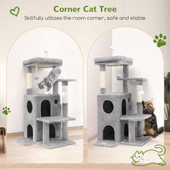 Globlazer 50-inch cat tree with double-layer condos for cozy hideaways.