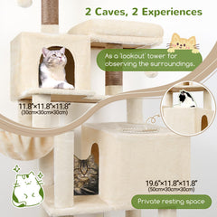 Globlazer cat tree tower condos multi-level closeup highlights private resting spots for cats.