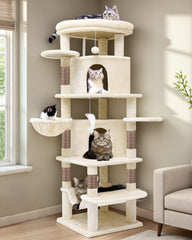 Globlazer corner cat tree 66inch angled overview for spacious multi-cat play.