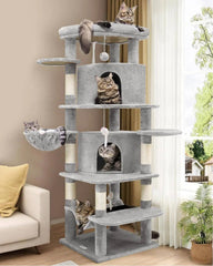 Globlazer corner cat tree stands 66 inches tall for multi-cat lounging.