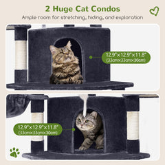 Globlazer corner cat tree hammock and basket offer two resting spots.