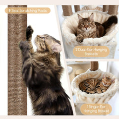 Globlazer hanging baskets create cozy suspended resting spots for multiple cats