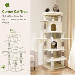 Globlazer fan-shaped cat condos space-saving design for corners.