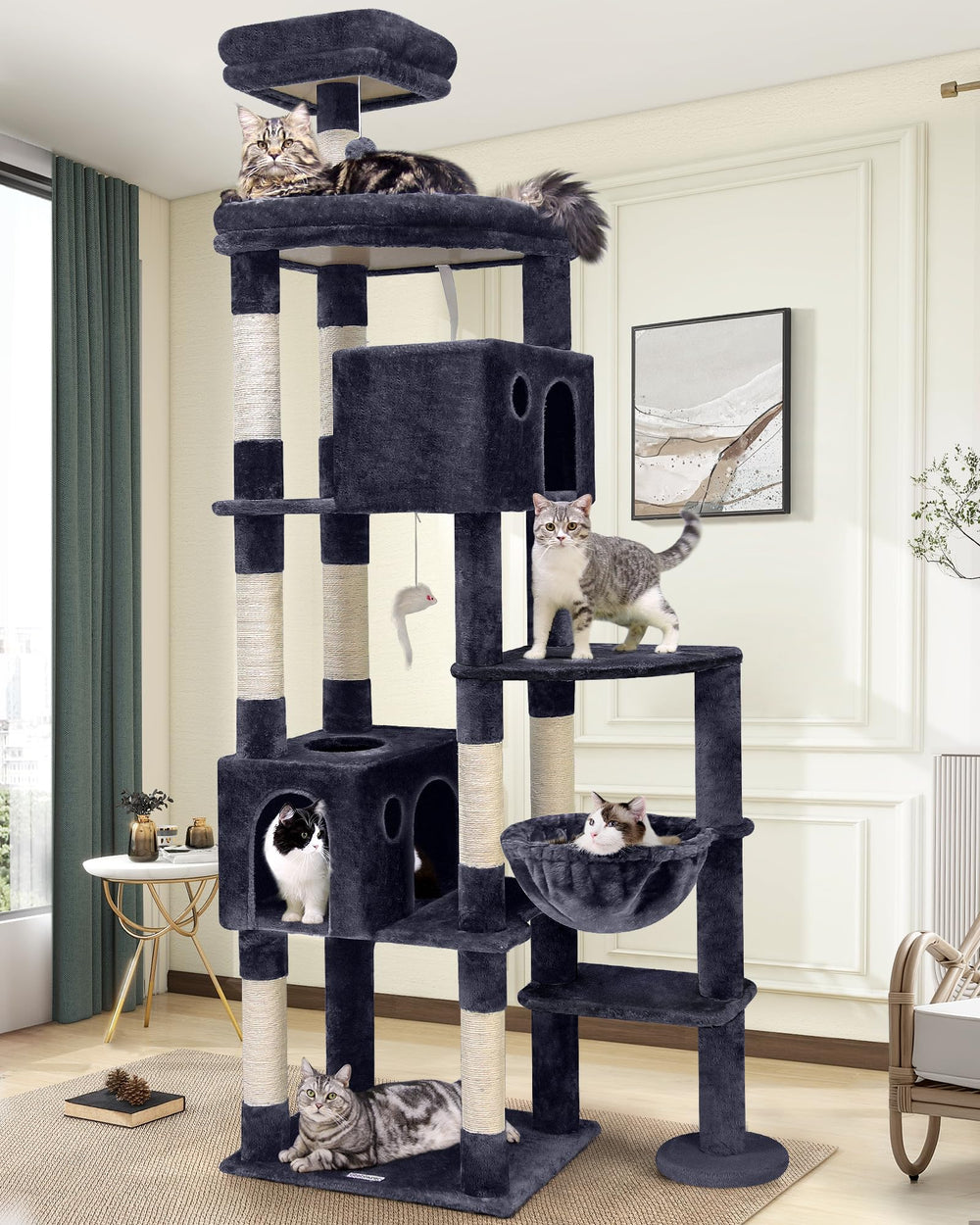 Globlazer Giant Cat Tree with two condos offering privacy for large cats