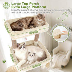 Globlazer cat tree with extra-large lower platform for lounging