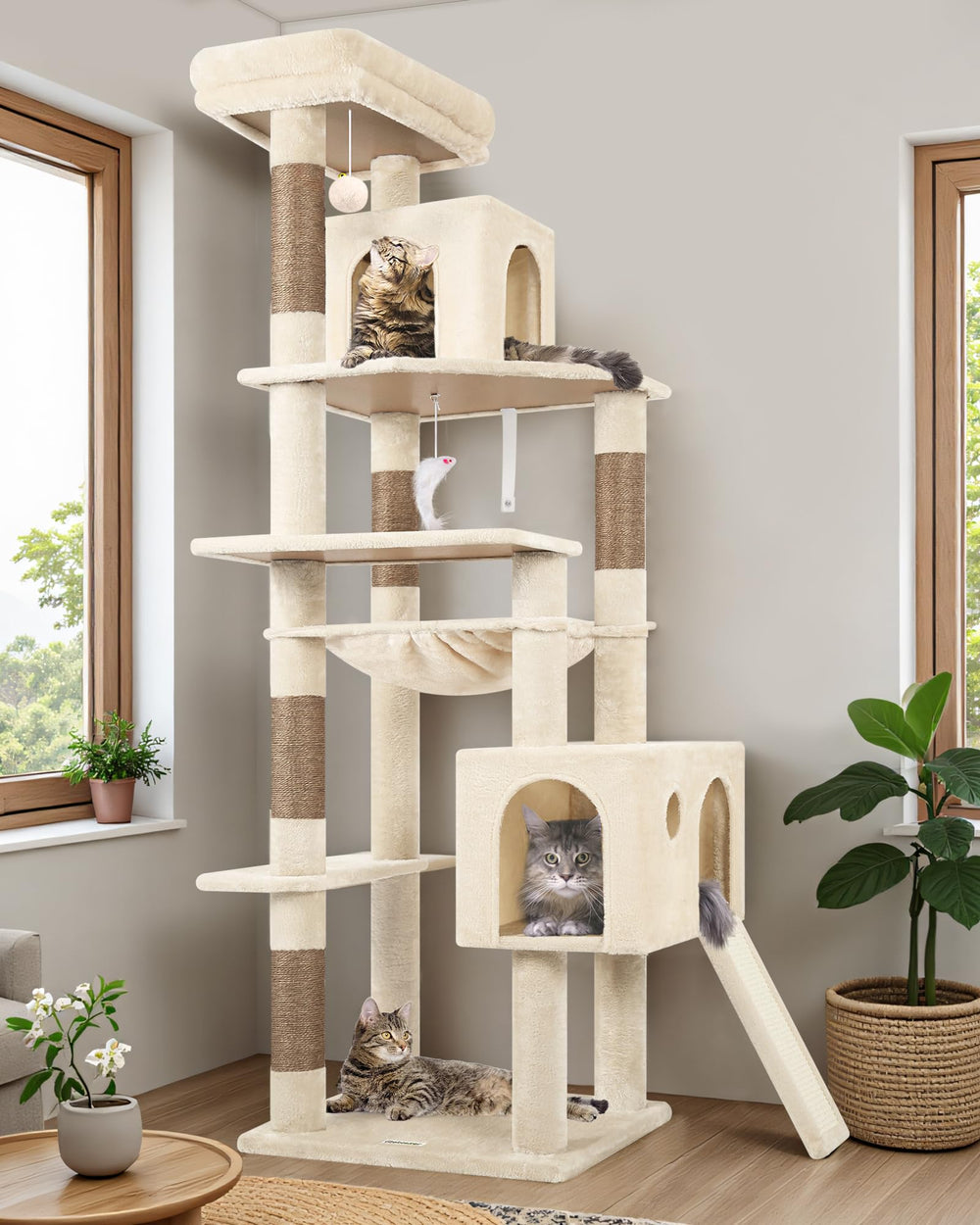 Globlazer heavy duty cat tree hammock offers a spacious resting spot for large and adult cats.