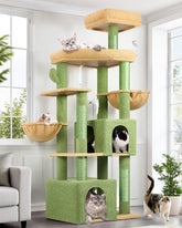 Globlazer sturdy cat tree 68-inch tower provides an elevated perch for relaxed lounging.