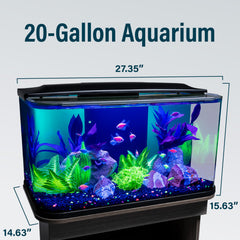 GloFish hood with LED light sticks illuminating colors clearly for vibrant viewing.