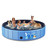 Glowpoint 91-inch foldable dog pool in blue, great for large dogs.